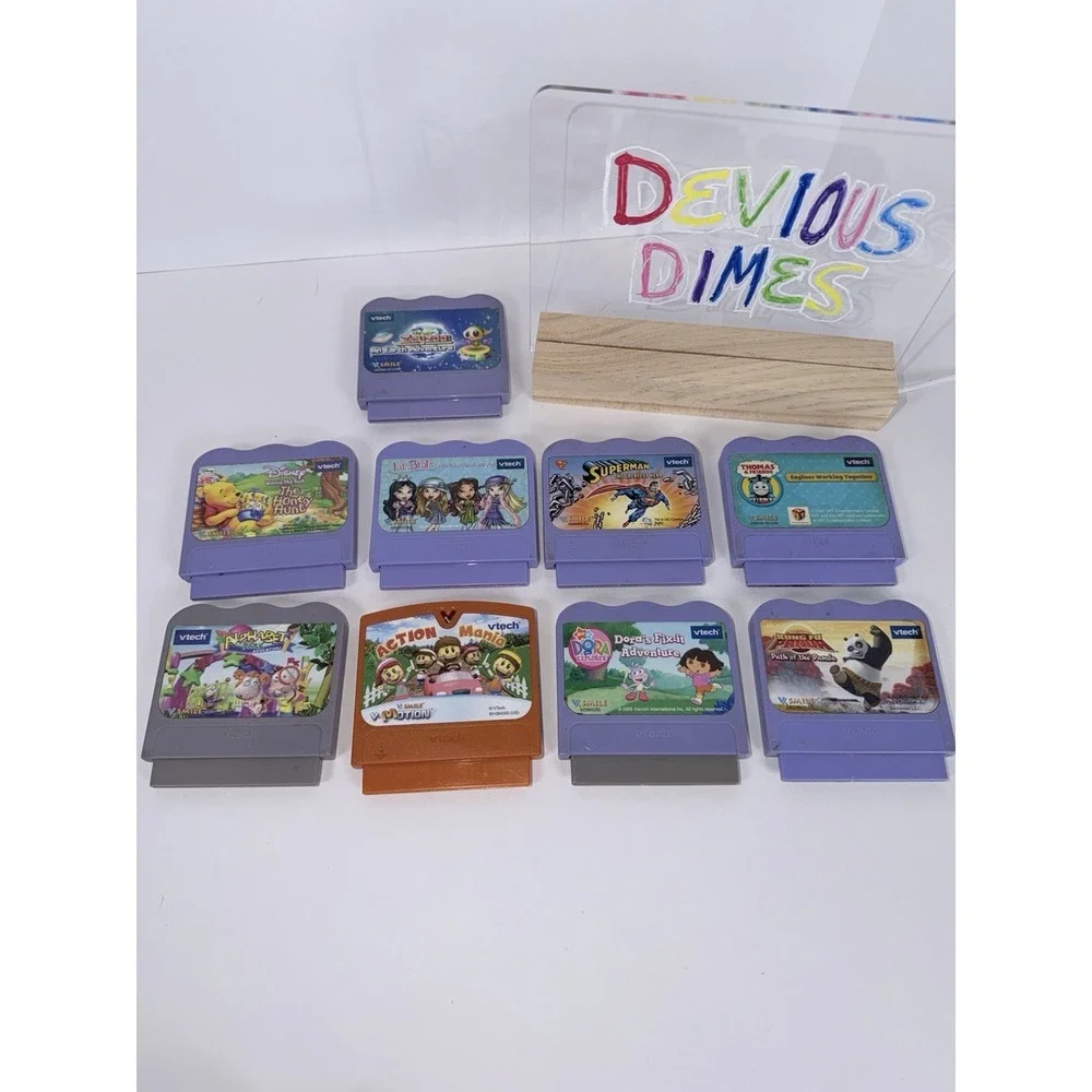 9 VTech V.Smile Learning System Games Kung Fu Panda Pooh‎ Bratz Dora Untested